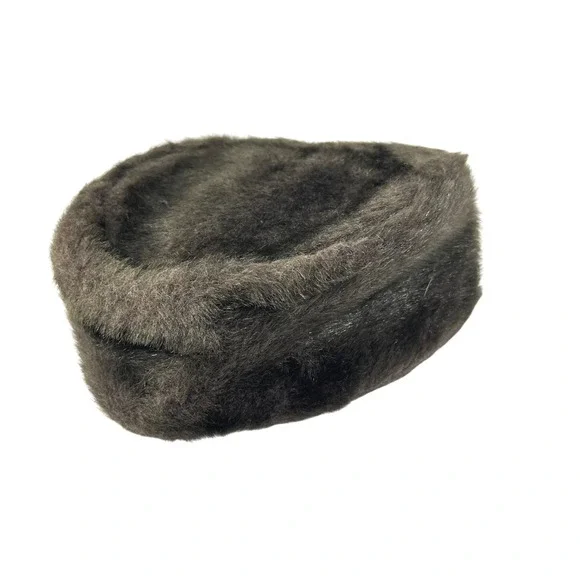 Vtg 50's 60's‎ pillbox style faux fur hat brown Jackie Kennedy Facinator - Picture 3 of 5